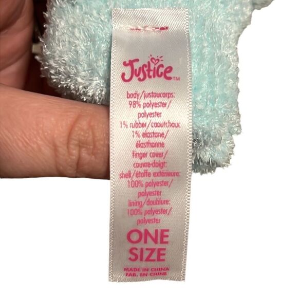 Mittens Gloves One Size Justice Blue Flip Sequin Button & Loop Soft Sparkle - Picture 6 of 8